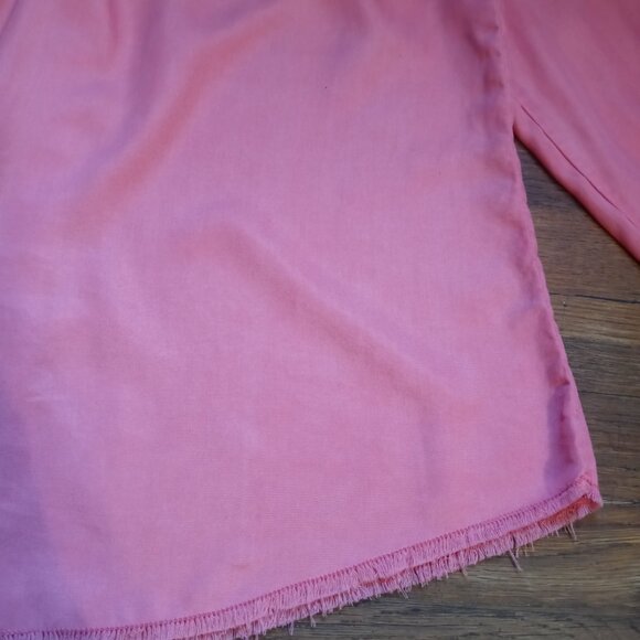CHICO'S twill fringe hem shirt in coral pink (1/US8) - Picture 14 of 16